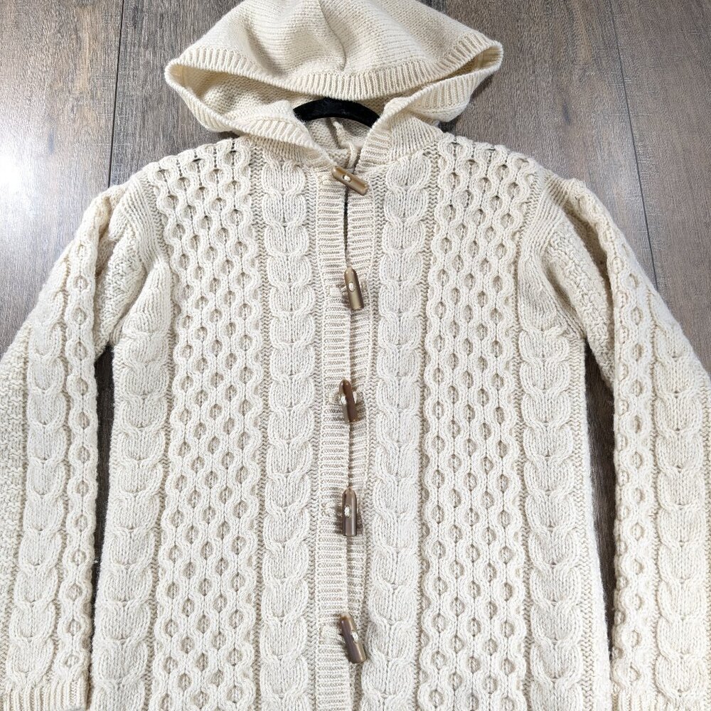 Highland Home Industries Scotland Cardigan Womens Small 100% Wool Cable Knit